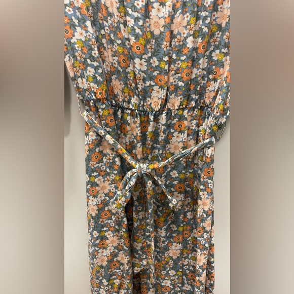 Floral Soft Tie-Waist Cottage Core Midi Dress - Picture 5 of 6